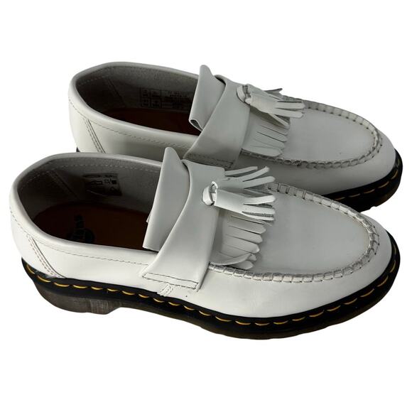 Dr Martens Adrian White Leather Tassel Loafers Fringe Platform Women’s 9 - Picture 2 of 9